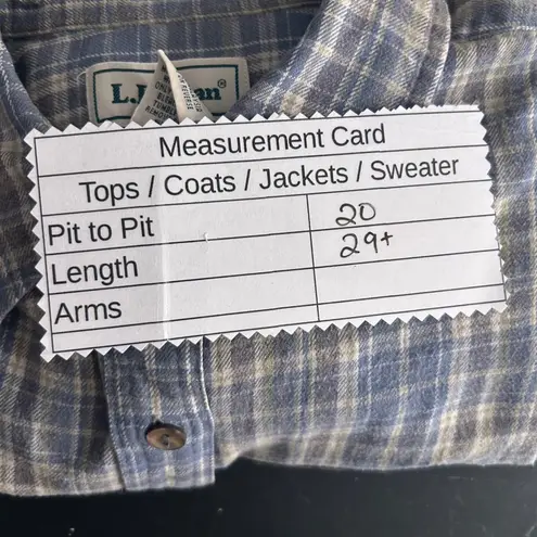 LL Bean Womens Flannel Shirt Size M Retro Plaid Button Down Cozy Fuzzy Comfy Blue Size M