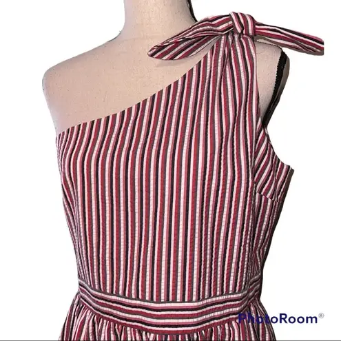 Loft  OUTLET size 6 one shoulder dress striped side zip close no pockets NWT