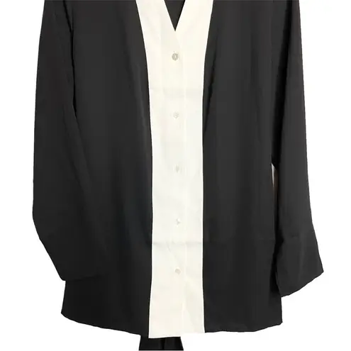 Misook tunic contrast inset tie-waist crepe de chine women Size Medium