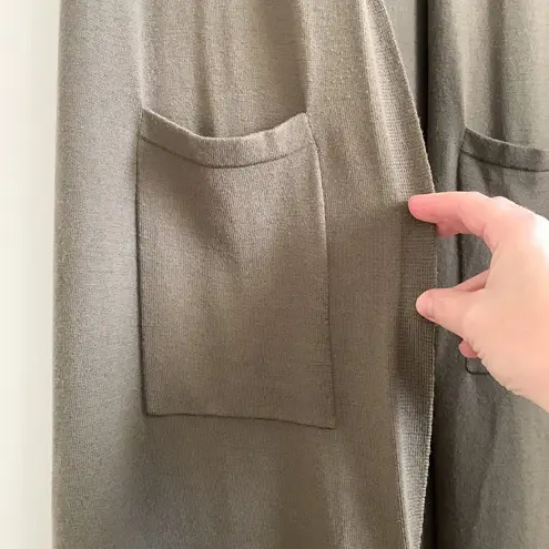 Theory  Torina Army Green Long Sleeveless Merino Wool Duster Cardigan Sweater Sm - Image 5