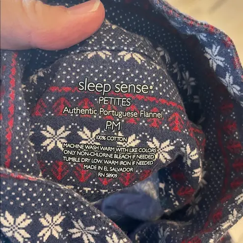 Flannel Pajama Top Blue Fair isle Nordic Womens Medium Petite