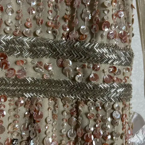 Mac Duggal 93603 Nude Sequined High Neck Sleeveless Column Gown Size 4