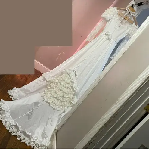 Alfred Angelo Vintage Romantic Cottagecore Prairie Lace Wedding Dress 8