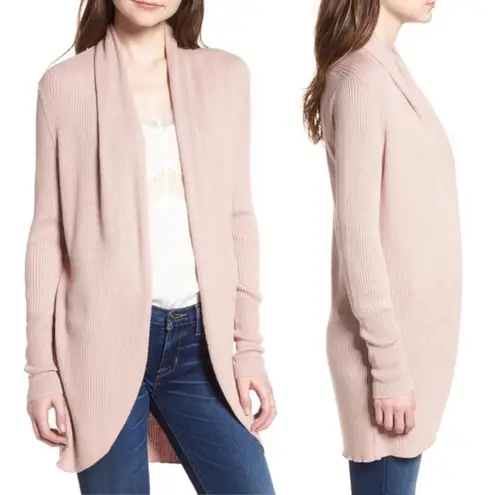 Leith  Ribbed Shawl Cocoon Open Front Cardigan Sweater in Dusty Rose Pink, XS‎ - Image 2
