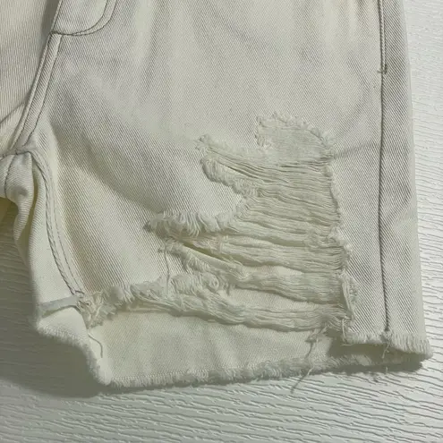 NEW SER.O.YA Mid Rise Jean Short Sz 26 Cut Off White Denim Distressed Destroyed