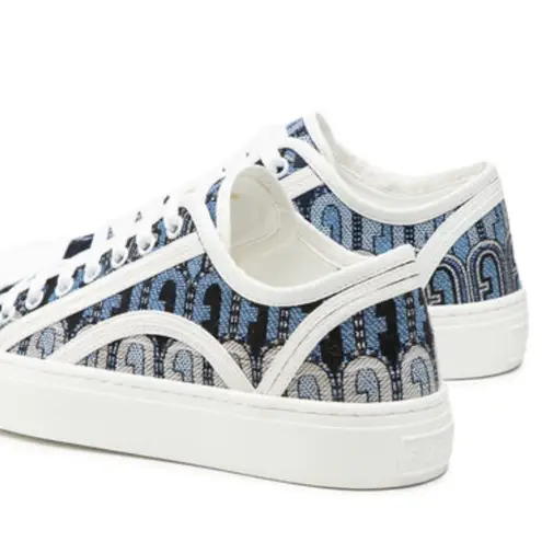 Furla Binding Lace-Up Leather Sneakers in Blue