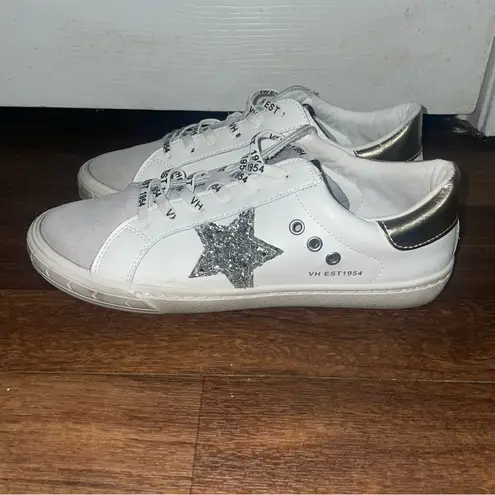 Vintage Havana Roxanne White And Silver Women's Sneaker Shoes Glitter Size 9