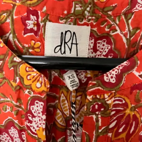 dRA by anthropologie Floral Print tiered Midi Dress Bohemian Cottagecore XS NWT Red