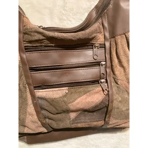 Patchwork Brown Suede Boh Shoulder Bag Purse Boho Chco