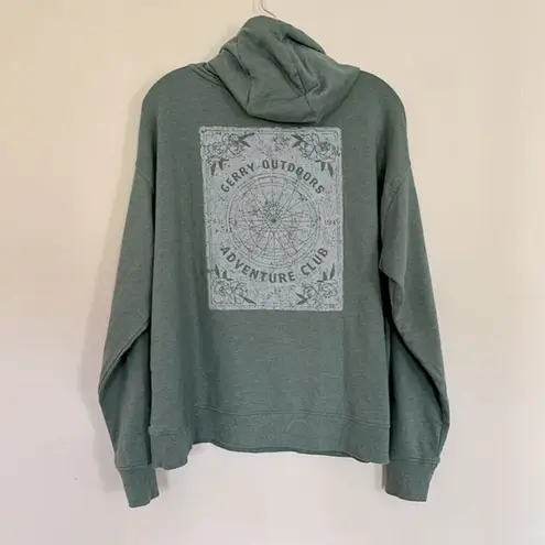 Gerry Wander Graphic Hoodie Sweatshirt Women's XL Blue Spruce Green
