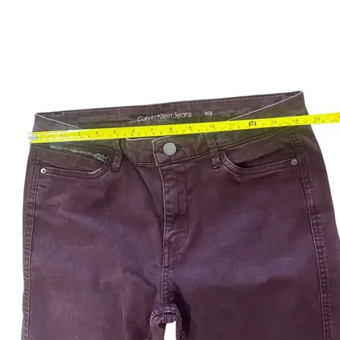 Calvin Klein Jeans Womens Size W6 Plum Skinny Side Ankle Zip Denim Jeans