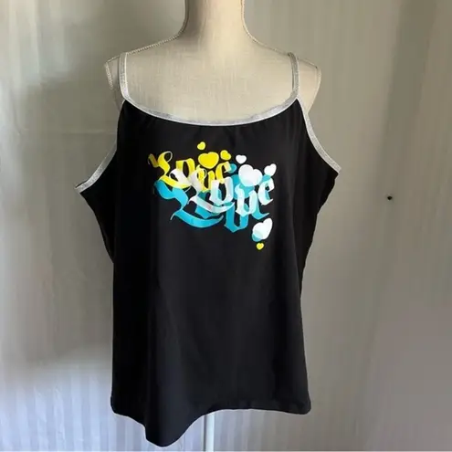 Joe Boxer Black Stretch Love Graphic Tank Women’s Plus Size 3X