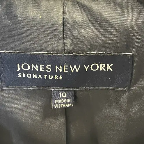 Jones New York Signature Womens 10 Blazer Americana Navy/White Striped Stretch Blue