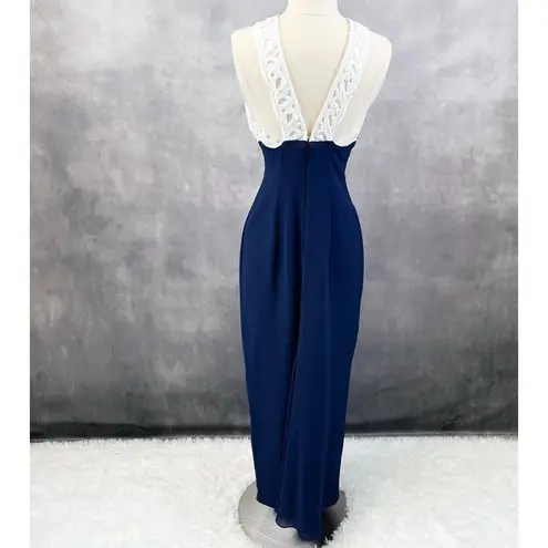 Vintage 80s Scott McClintock Maxi Dress Size 6 Formal Cocktail Sophisticated Blue