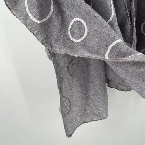 TREZO Wrap Shawl Circles Lagenlook Gray White Artsy Art Funky Cotton Blend Light