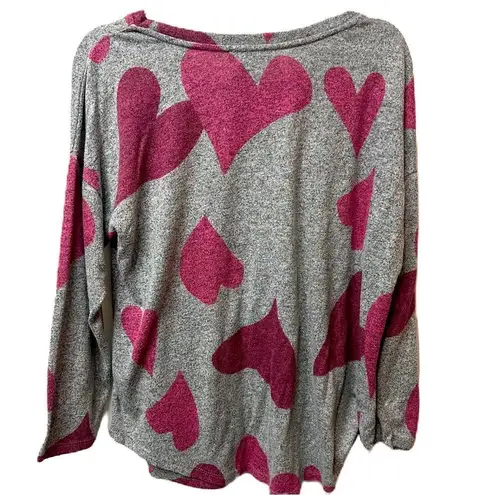 Chelsea & Theodore Heart Pattern Valentine Blouse Size 1X Gray