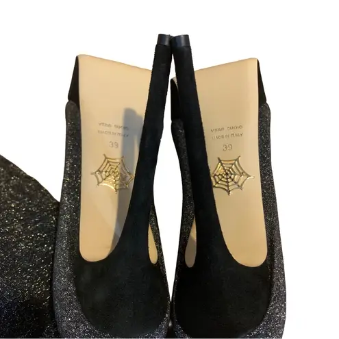 Charlotte Olympia "MORE IS MORE" GLITTER STOCKING THIGH HIGH HEELED BOOTS (39)