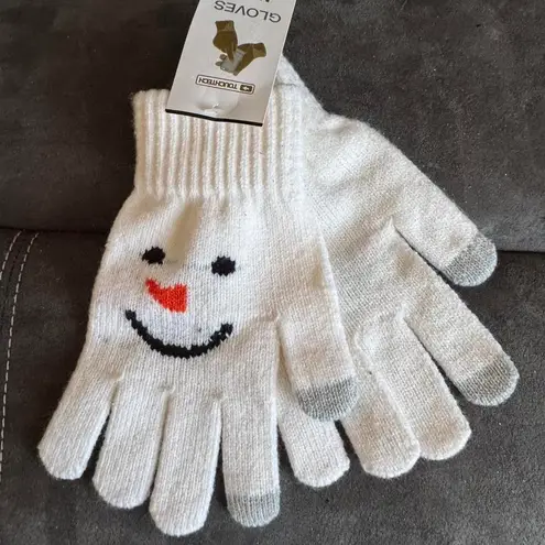 TouchTech Snowman Gloves White Winter Knit Smartphone Gloves NWT