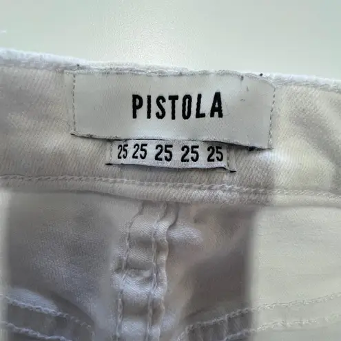 Pistola Jeans Womens 25 White Skinny Distressed Mid Rise Stretch Denim