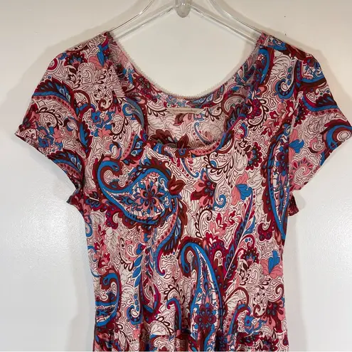 Soft Surroundings  Dress Kara maxi Paisley Boho Tiered Ruffles Size Medium M