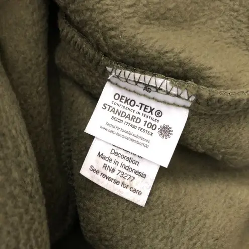 Sonoma  Womens Fleece Pullover Pockets Mock Neck Henley Olive Green 0X