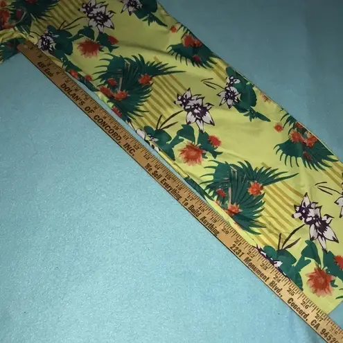 TROPICAL print jumpsuit cut out sides ties in back sexy slinky NEW size S Yellow