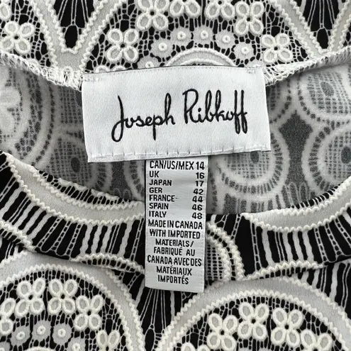 Joseph Ribkoff Shirt Womens 14 Black White Baroque Floral Artsy Cottagecore