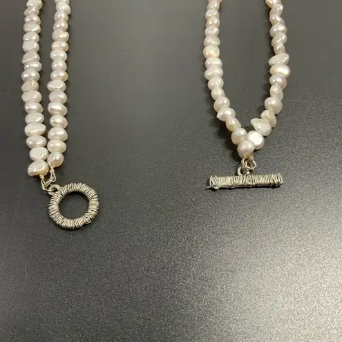 Double strand freshwater pearls necklace Dragonfly necklace w/dragon fly charm Silver