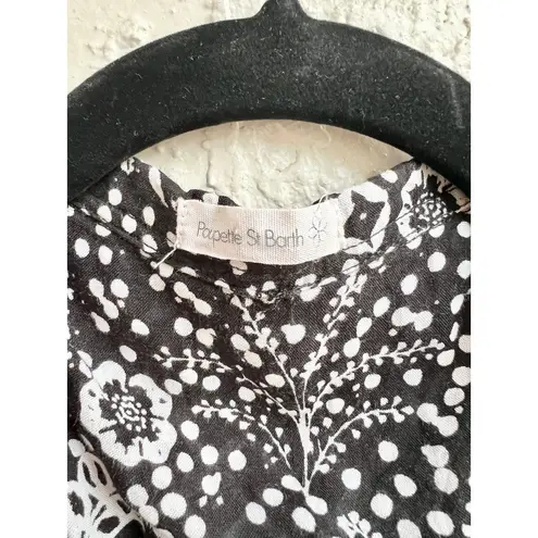 Elodie Poupette St. Barths Cap Sleeves Button Front Romper Black Garden Women XS