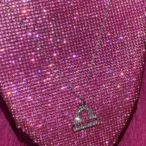 Boutique NEW Bling Libra Sterling Silver 925 Necklace Zodiac Sign Horoscope Astrology Goth Egirl