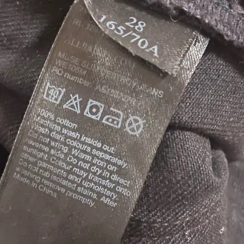 All Saints Muse Destroyed Ripped Slim Jeans in Black Wash Size 28