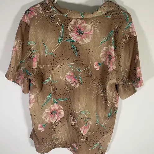 Sag Harbor Vintage Women’s Button Down Floral Print Design Blouse Size 14