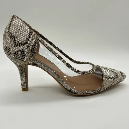 Journee Collection Journee Women 9 Gray Genuine Leather Gabbie Snake Embossed Pointed Toe Pump