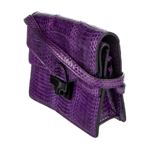 Loeffler Randall snakeskin embossed purple leather crossbody bag NWT