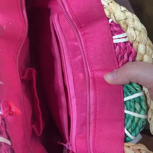 Straw colorful artisan circle pattern purse