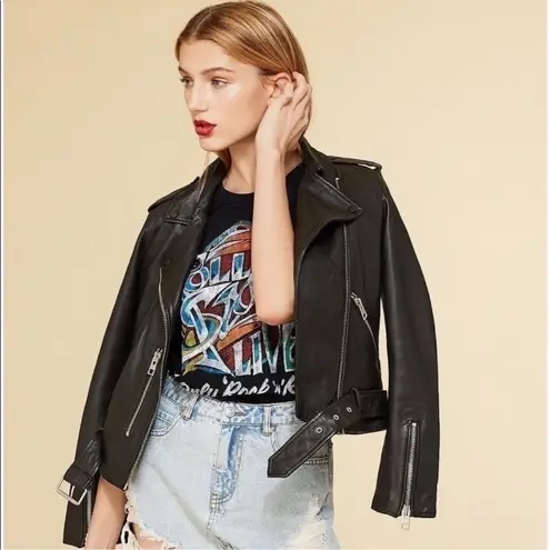 All Saints Balfern Leather Biker Jacket Black- NWOT 0