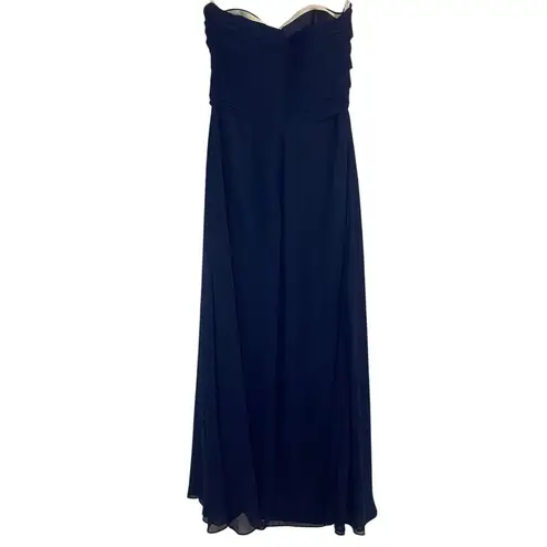 Bari Jay Navy Strapless Dress Size 10 Formal Gala Bridesmaid Prom Bridal Blue