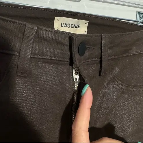 L'Agence Piper High Rise Skinny Ankle Buttons In Espresso Coated Size 25 - Image 5