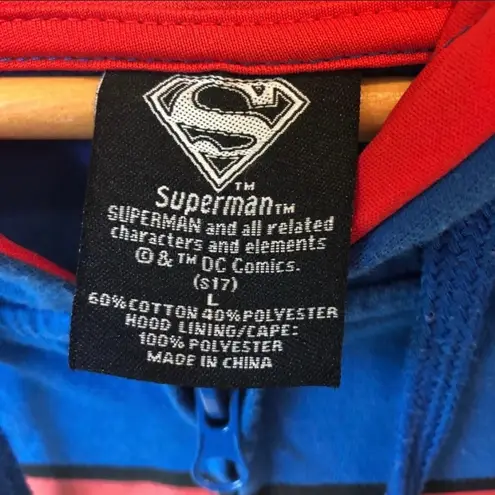 Superman Zip Hoodie Sweatshirt Jacket Halloween Costume L