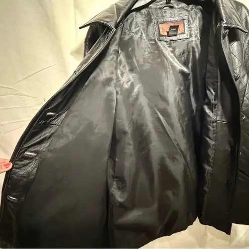 Siena Elegant Black Quilted Leather Jacket Vintage Size 16
