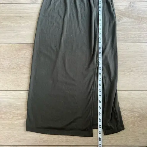 Hem & Thread Dolman Sleeve Ribbed Knit Long Sleeve Midi Dress Dark Green Small