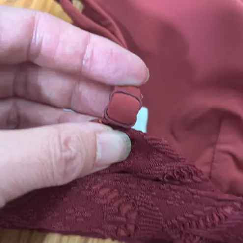 ANDIE Bikini Set Crete Top Super High Waisted Bottoms Syrah Red Lace size Small