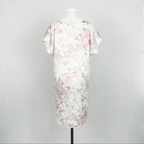 Vintage Satin Botanical Nightgown + Robe | Size M White Size M