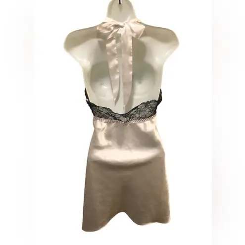 Frederick's of Hollywood Frederick’s Of Hollywood Sexy Halter Chemise Sz. M White Black Lace Low Cut