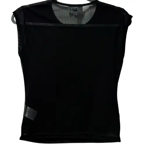 Rare Rouje Paris Ahmet Black Floral Mesh Top Lavender Rose Print Size 38 (US 6) Purple