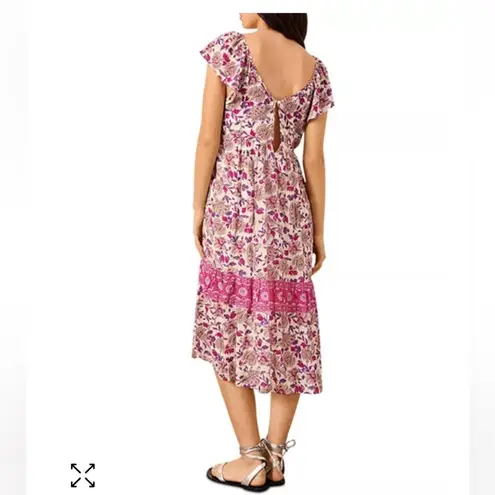 Ba&sh YSEE FLORAL MIDI DRESS FLUTTER CAP SLEEVE LAGOONLOOK GRANNYCORE VISCOSE