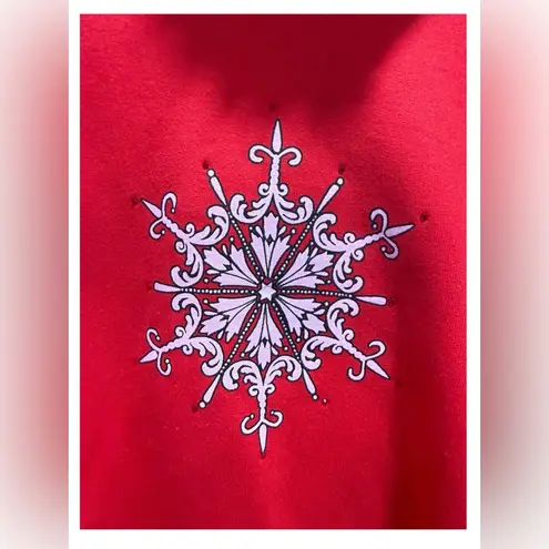 PFI Fashions Red Snowflake Sweatshirt – XL Vintage Holiday Embellished Pullover