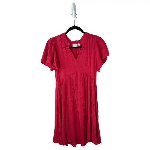 ICHI Marrakech Short Dress Pink Flutter Sleeve Flowy Size XS