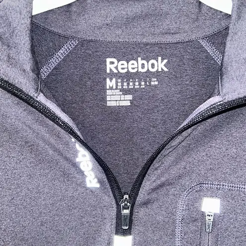 Reebok Black Gray  Long Sleeve Quarter Zip Athletic Top Fitness Women’s Medium!