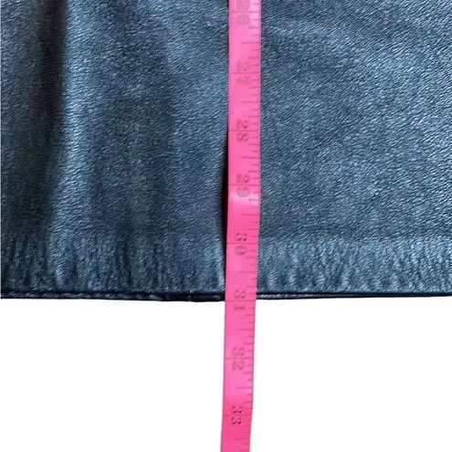 70s Vintage Leathercare Process Black Leather Midi Skirt Medium